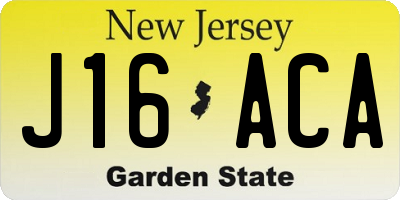 NJ license plate J16ACA