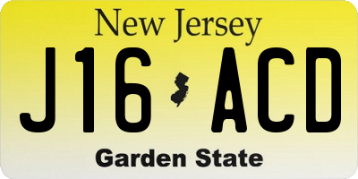 NJ license plate J16ACD