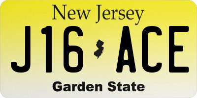 NJ license plate J16ACE