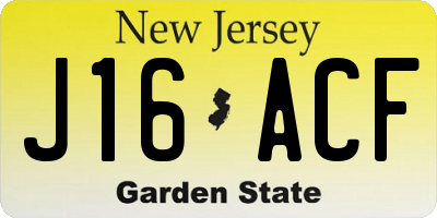 NJ license plate J16ACF