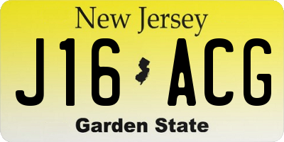 NJ license plate J16ACG