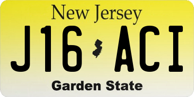 NJ license plate J16ACI