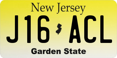 NJ license plate J16ACL