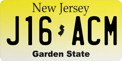 NJ license plate J16ACM