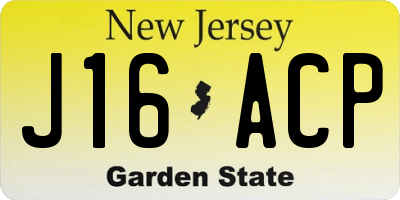 NJ license plate J16ACP