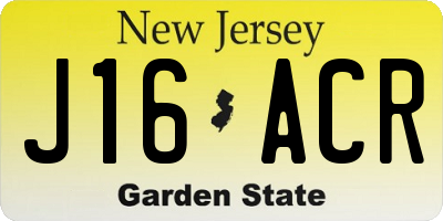 NJ license plate J16ACR