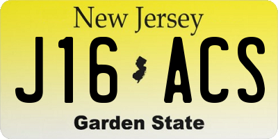 NJ license plate J16ACS