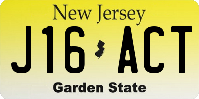 NJ license plate J16ACT