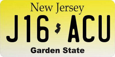 NJ license plate J16ACU