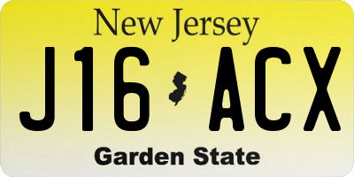 NJ license plate J16ACX
