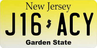 NJ license plate J16ACY