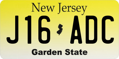 NJ license plate J16ADC