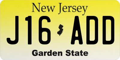 NJ license plate J16ADD
