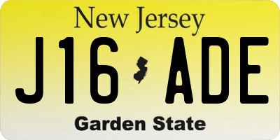 NJ license plate J16ADE