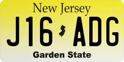 NJ license plate J16ADG