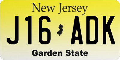 NJ license plate J16ADK