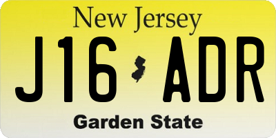 NJ license plate J16ADR