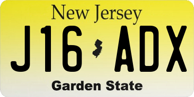 NJ license plate J16ADX