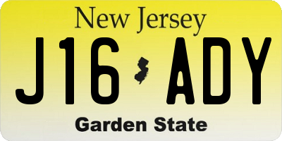 NJ license plate J16ADY