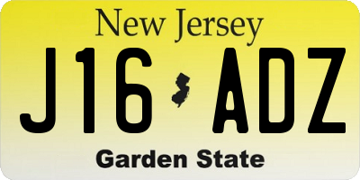 NJ license plate J16ADZ