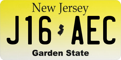 NJ license plate J16AEC