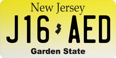 NJ license plate J16AED