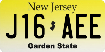 NJ license plate J16AEE