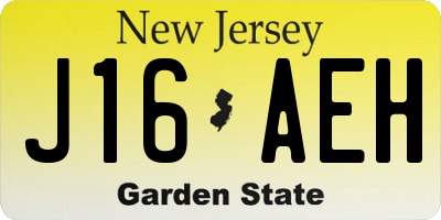 NJ license plate J16AEH