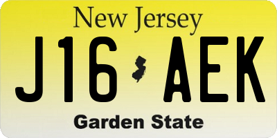 NJ license plate J16AEK
