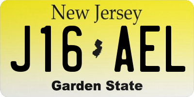 NJ license plate J16AEL