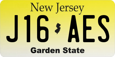 NJ license plate J16AES
