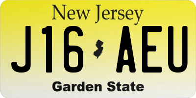 NJ license plate J16AEU