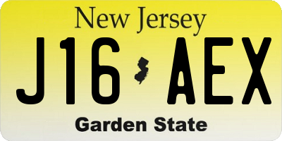 NJ license plate J16AEX