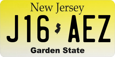 NJ license plate J16AEZ
