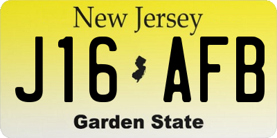 NJ license plate J16AFB