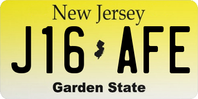 NJ license plate J16AFE