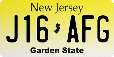 NJ license plate J16AFG