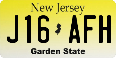 NJ license plate J16AFH