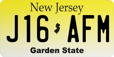 NJ license plate J16AFM