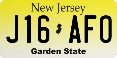 NJ license plate J16AFO