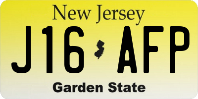 NJ license plate J16AFP