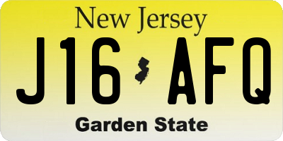 NJ license plate J16AFQ