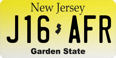 NJ license plate J16AFR