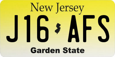 NJ license plate J16AFS