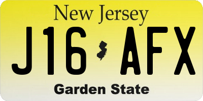 NJ license plate J16AFX
