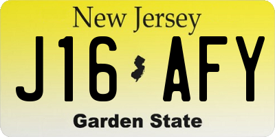 NJ license plate J16AFY