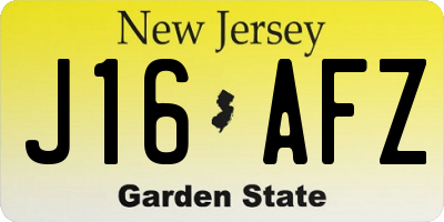 NJ license plate J16AFZ