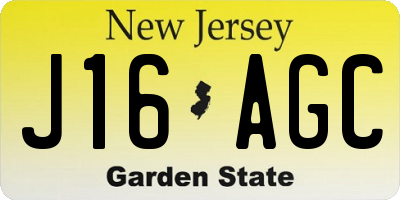 NJ license plate J16AGC