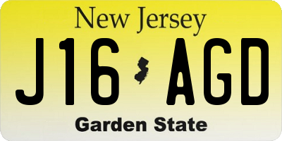 NJ license plate J16AGD