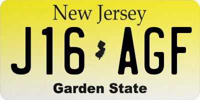 NJ license plate J16AGF
